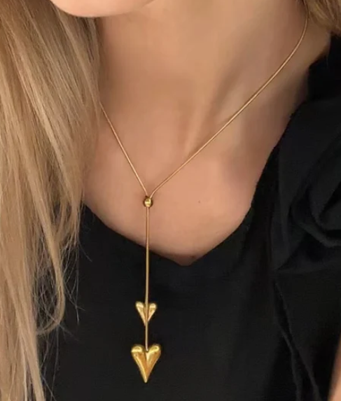 Collana saliscendi in acciaio con cuore