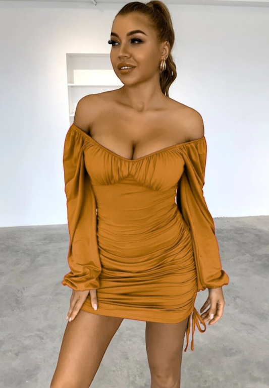 Vestitino elasticizzato camel