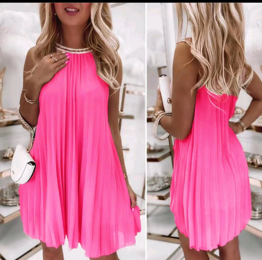 Vestito plissettato nero/fuxia